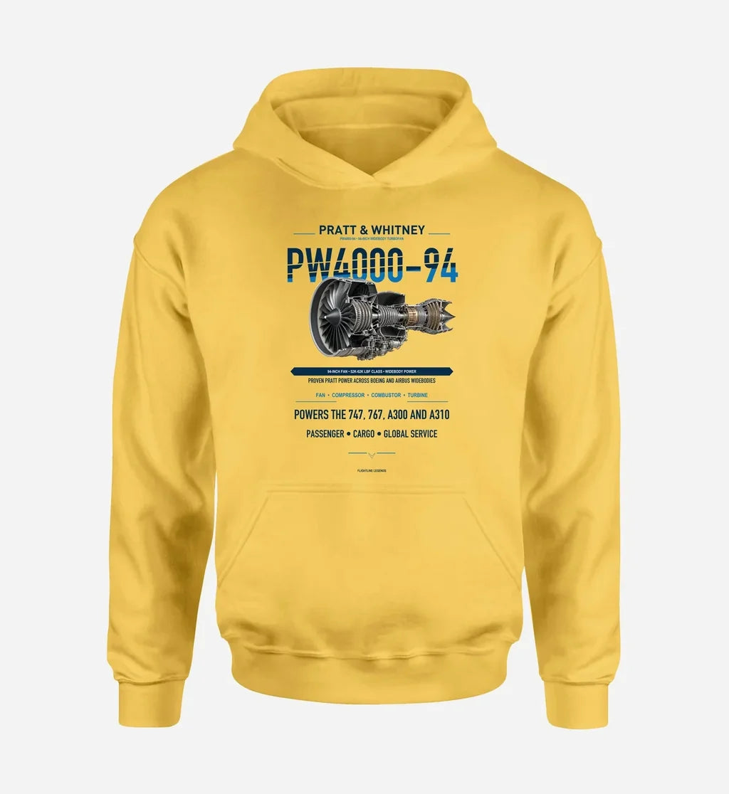 PW4000-94 design on yellow hoodie single side