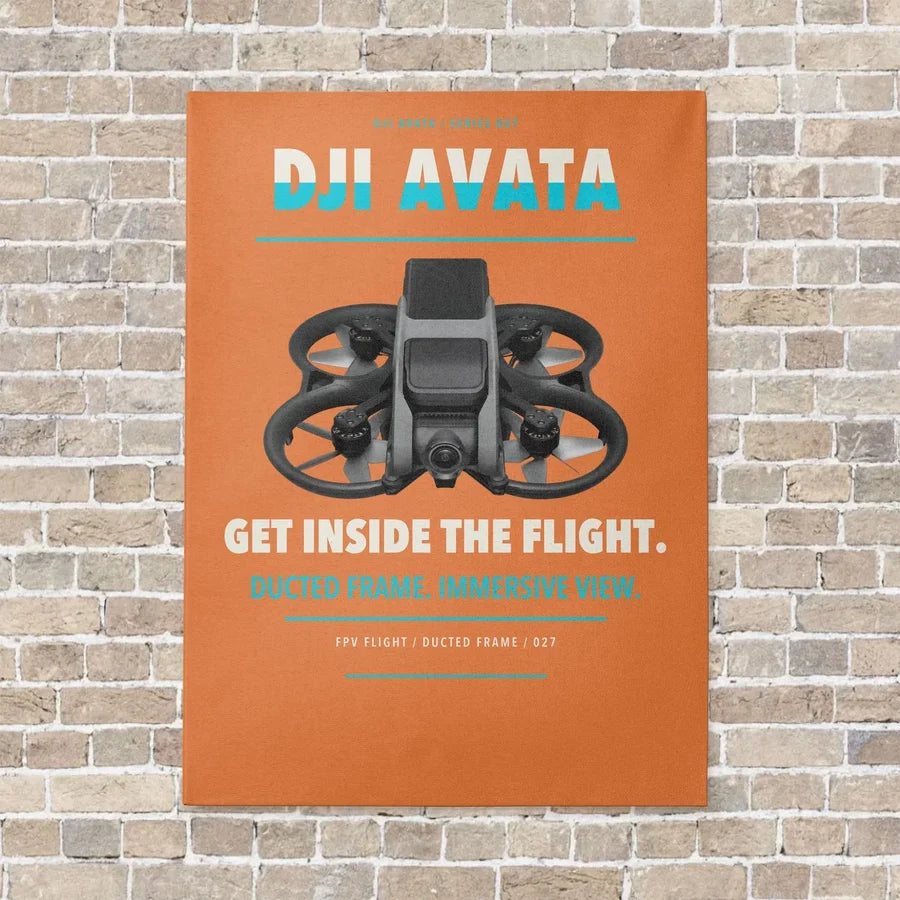 DJI Avata vertical canvas print - no frame - orange background