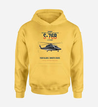 Thumbnail for Sikorsky S-76B design on yellow double-side hoodie, single-side print