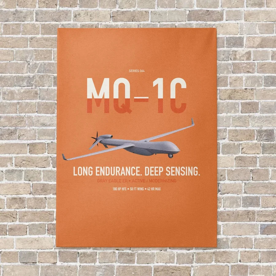 MQ-1C Gray Eagle ER vertical canvas print - no frame - orange background
