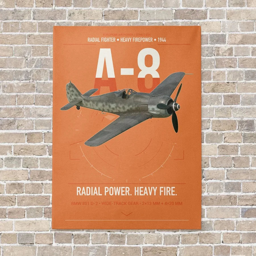 Focke-Wulf Fw 190A-8 vertical canvas print - no frame - orange background