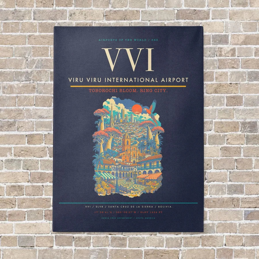 Viru Viru International Airport VVI - Canvas No Frame - Navy Blue