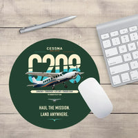 Thumbnail for Cessna 208 Caravan design on dark green round mouse pad