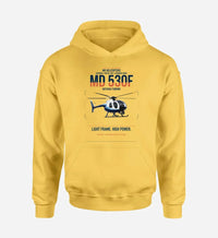 Thumbnail for MD Helicopters MD 530F design on yellow double-side hoodie, single-side print