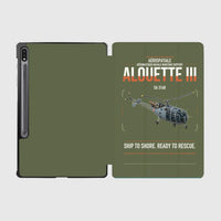 Thumbnail for Aérospatiale SA 316B Alouette III design on green army samsung tablet tablet case