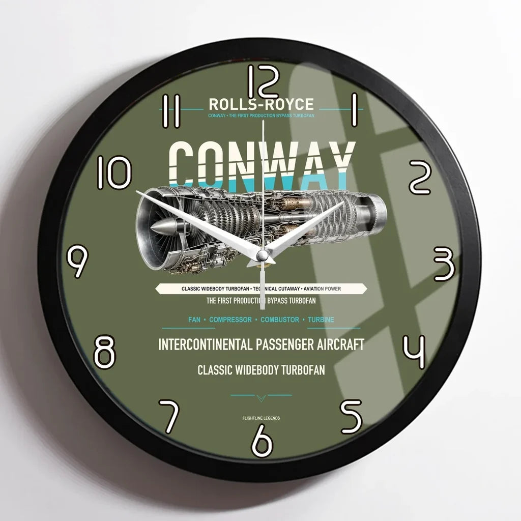 CONWAY design on green army framed wall clock