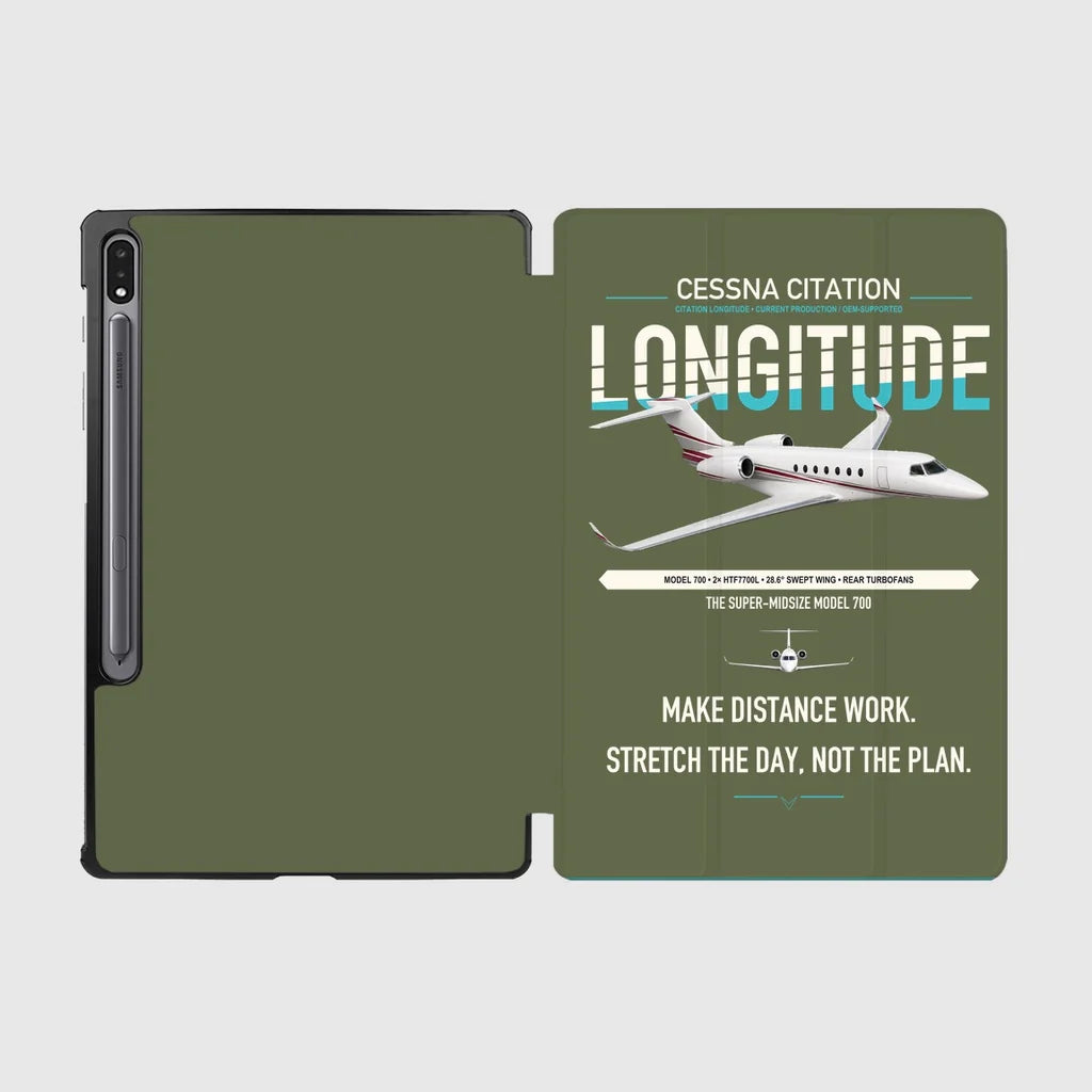 Cessna Citation Longitude design on green army samsung tablet tablet case