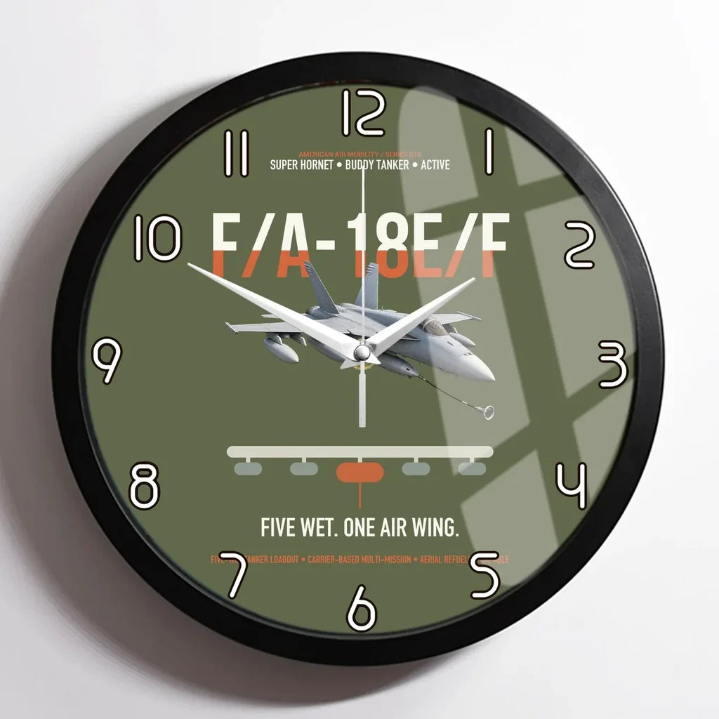 F A-18E F Buddy Tanker design on green army framed wall clock