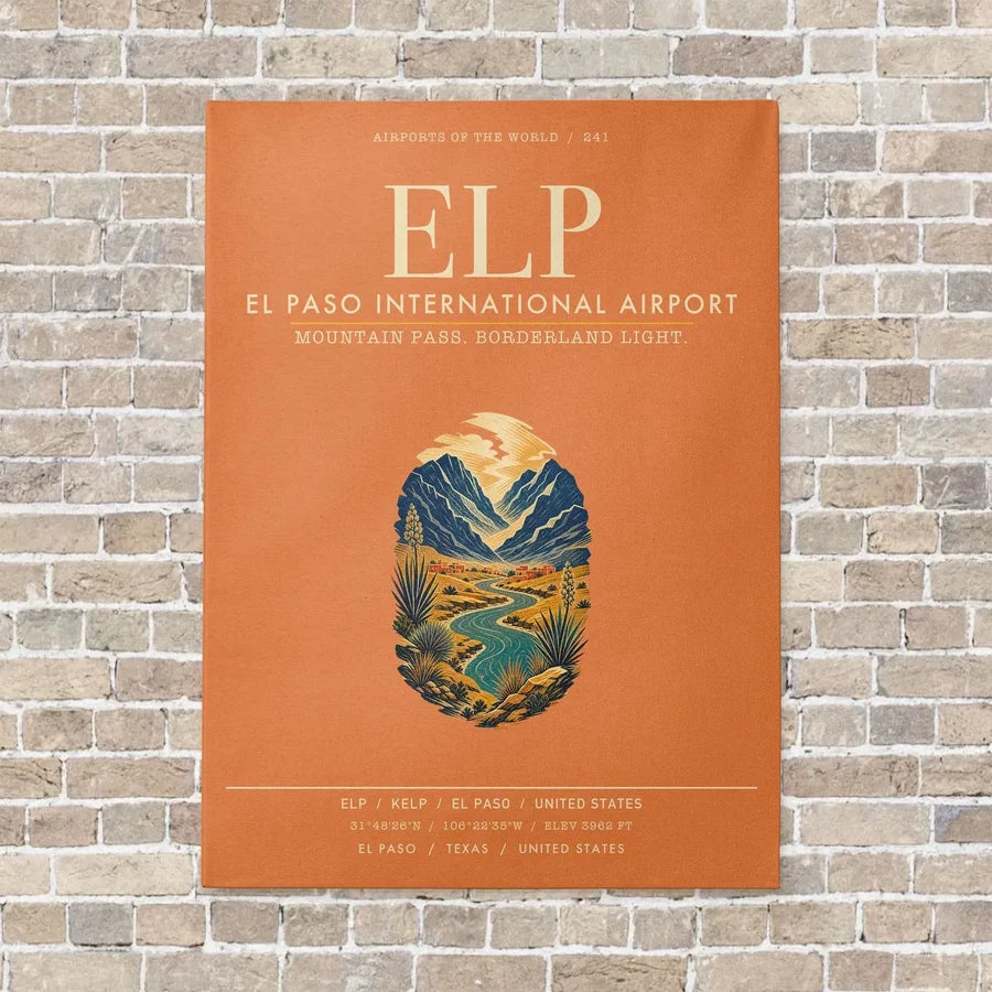 El Paso International Airport ELP vertical canvas print - no frame - orange background