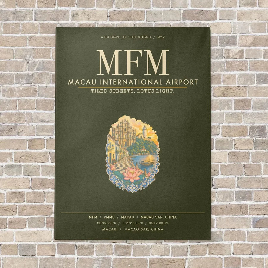 Macau International Airport MFM - Canvas Framed - Green Army