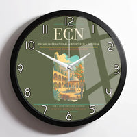 Thumbnail for Ercan International Airport (ECN) design on green army framed wall clock