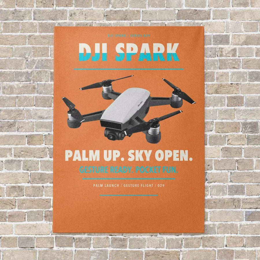 DJI Spark vertical canvas print - no frame - orange background
