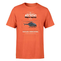 Thumbnail for Bell 407GXi design on orange t-shirt, single-side print