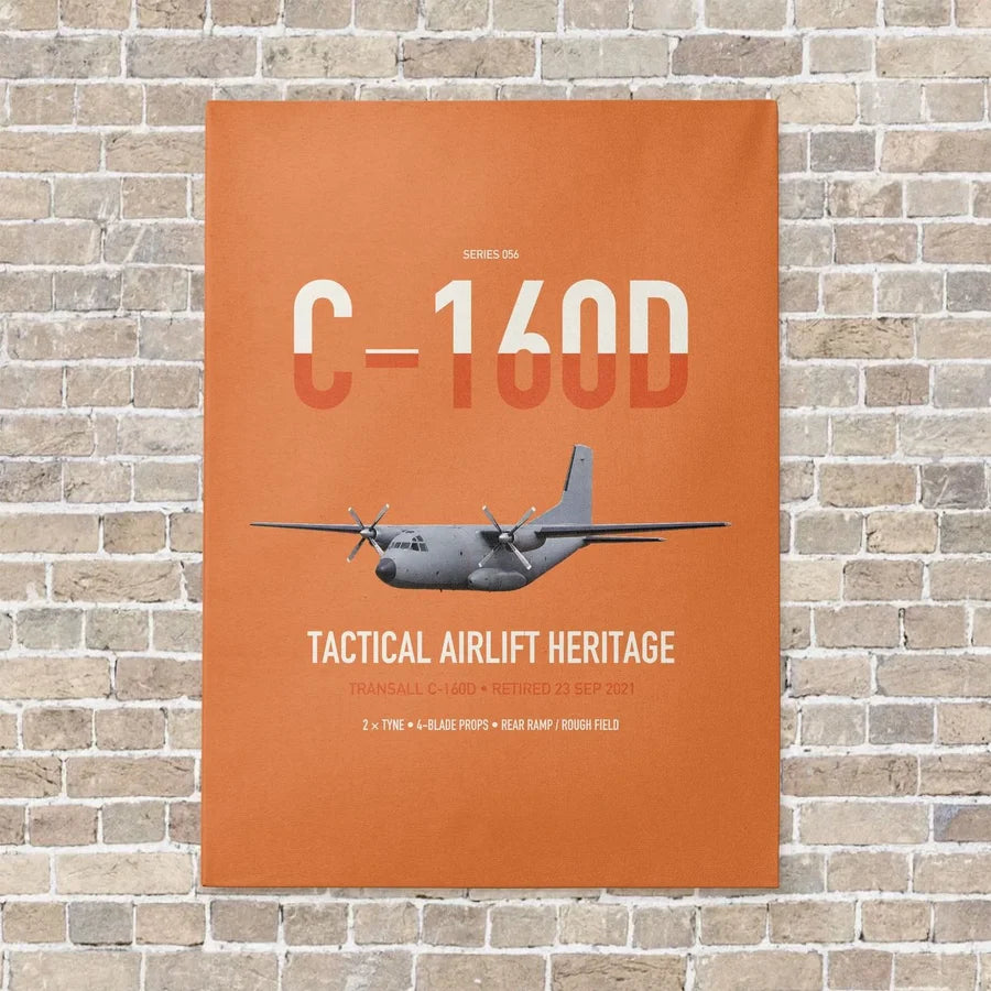 Transall C-160D vertical canvas print - no frame - orange background