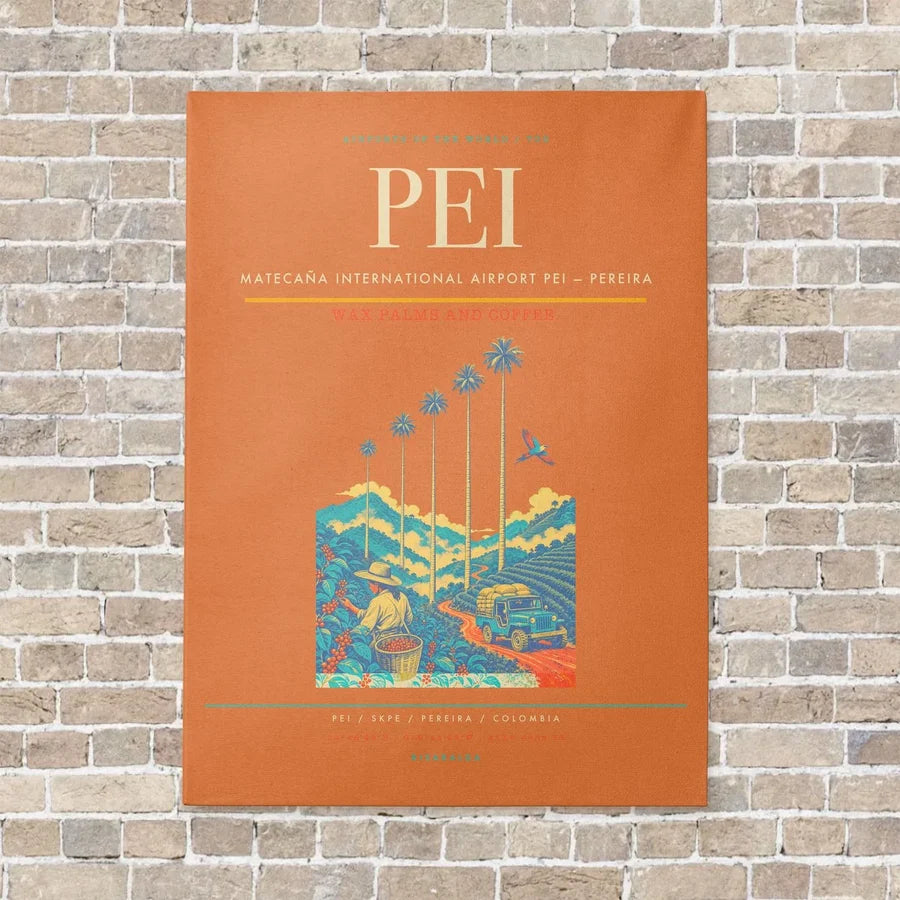 Matecaña International Airport PEI — Pereira vertical canvas print - no frame - orange background