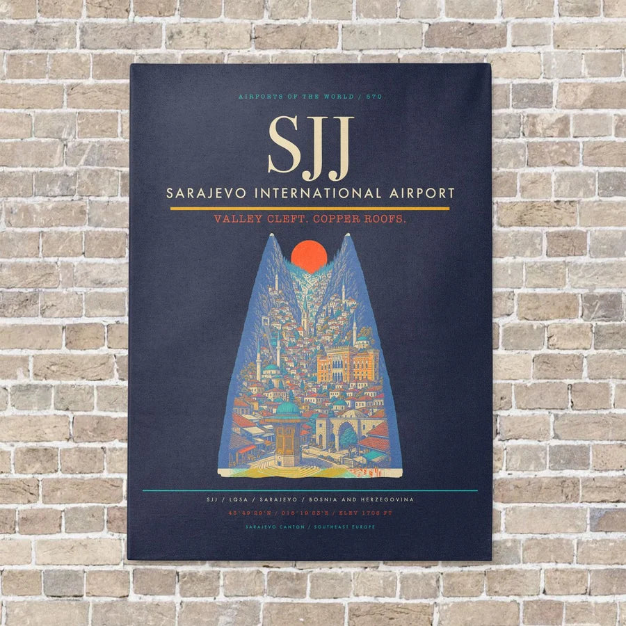 Sarajevo International Airport SJJ - Canvas No Frame - Navy Blue