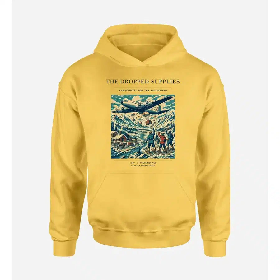 VINTAGE G4234 - The Dropped Supplies - Premium Hoodie design on yellow premium