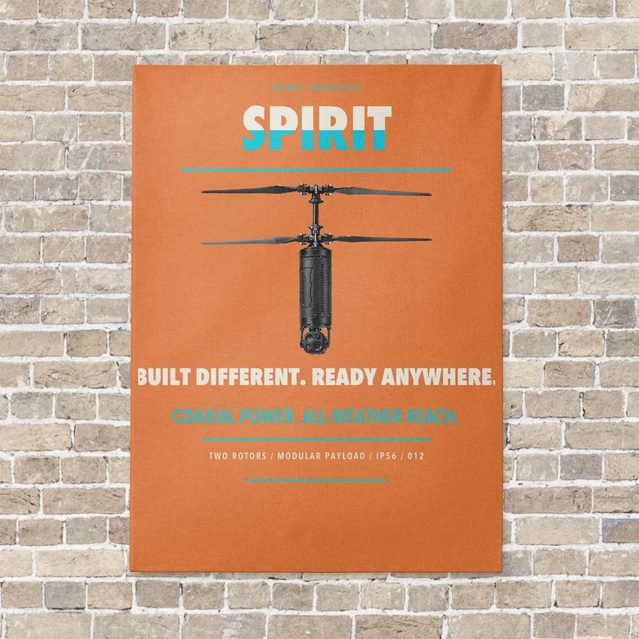 Ascent AeroSystems Spirit vertical canvas print - no frame - orange background