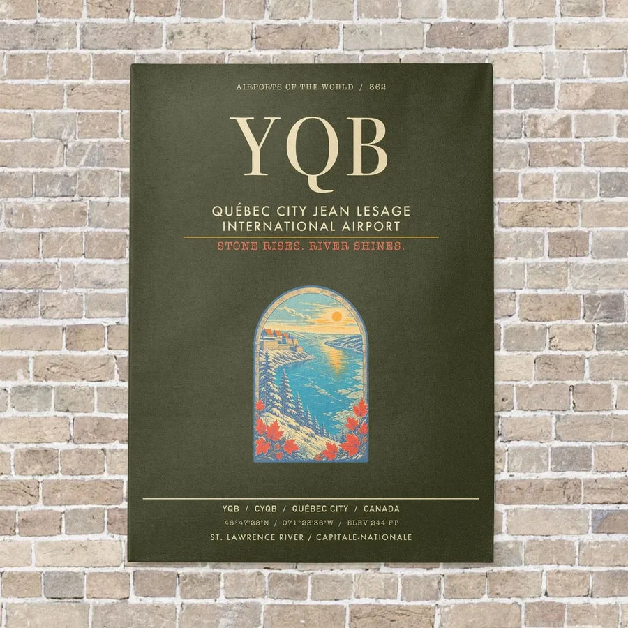 Quebec City Jean Lesage International Airport YQB - Canvas Framed - Green Army
