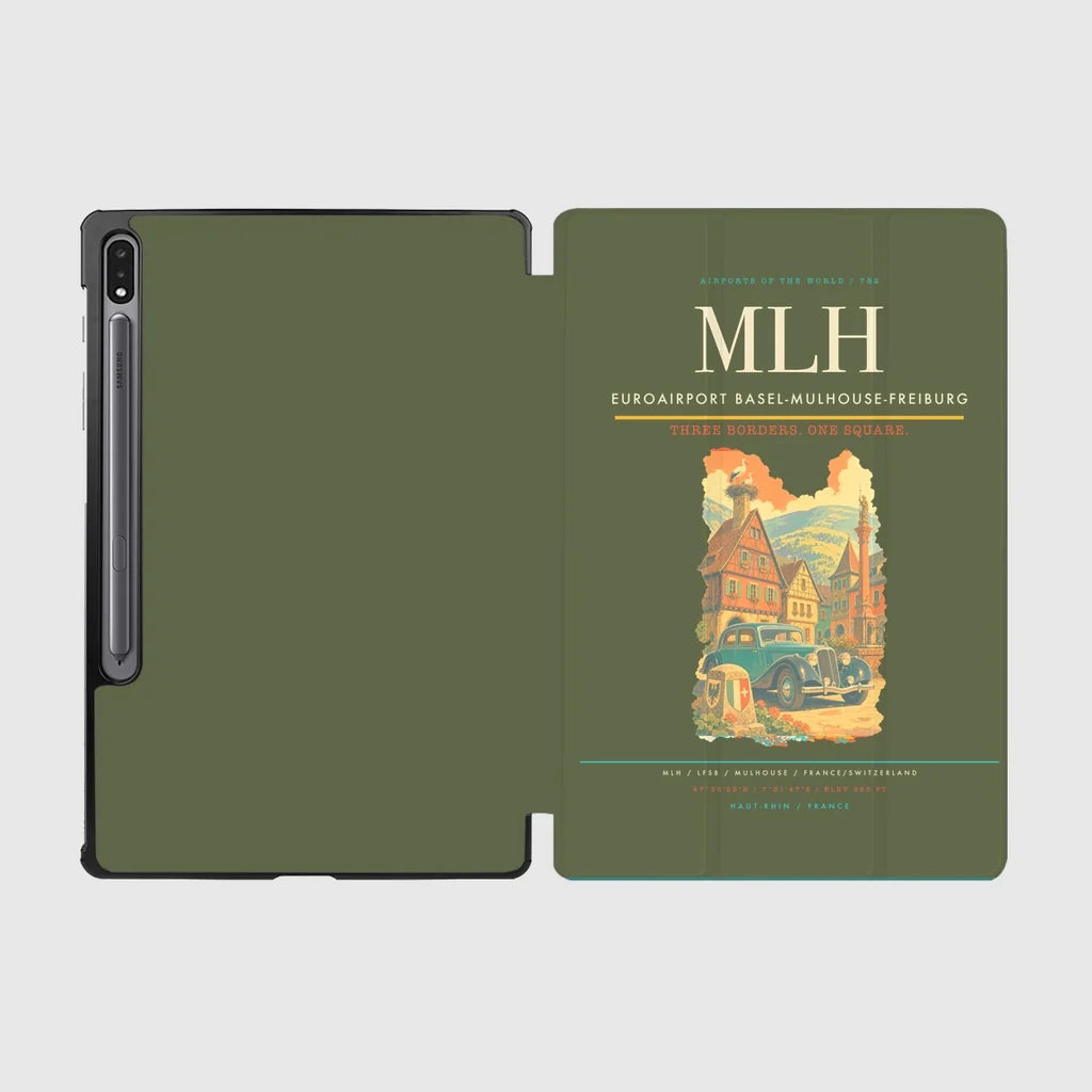 EuroAirport Basel-Mulhouse-Freiburg (MLH) design on green army samsung tablet tablet case