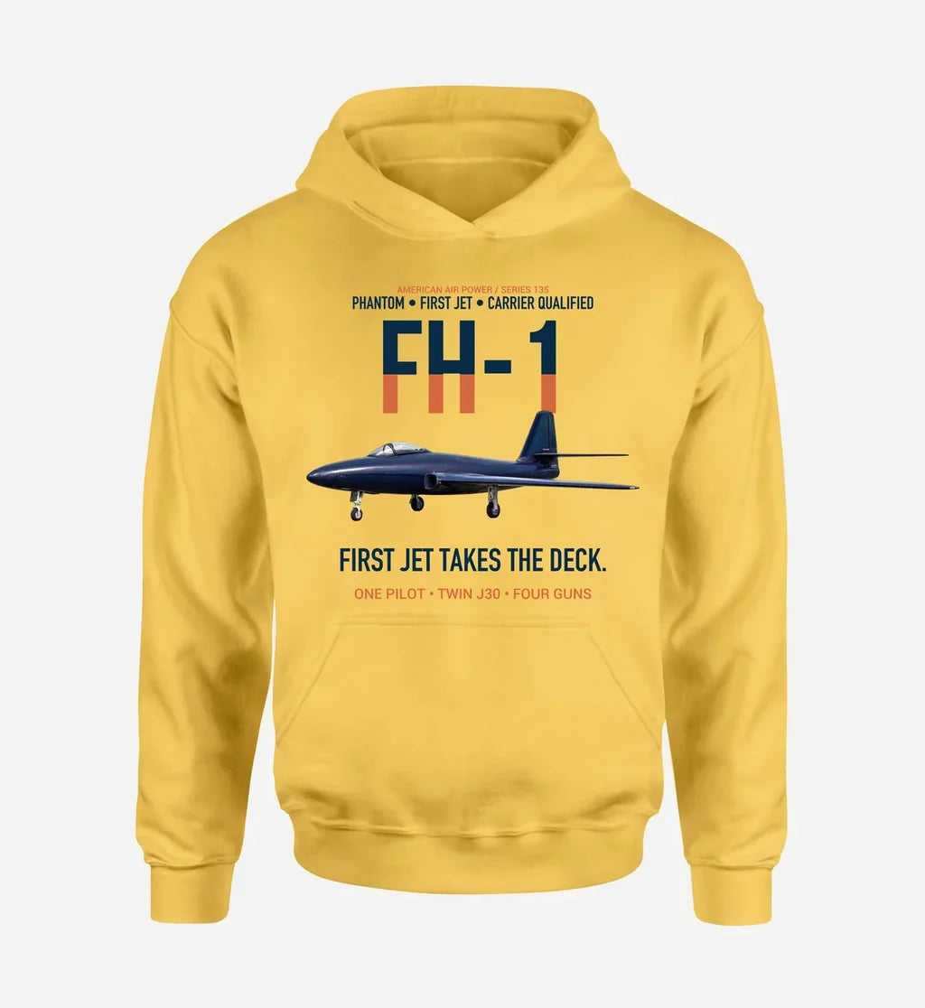 FH-1 PHANTOM design on yellow hoodie single side