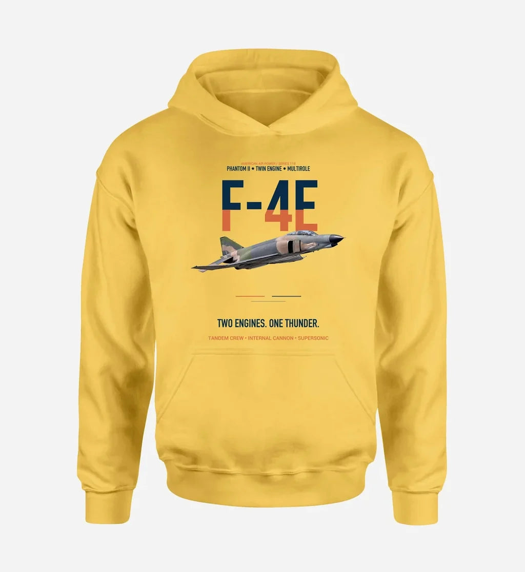 F-4E PHANTOM II design on yellow hoodie single side