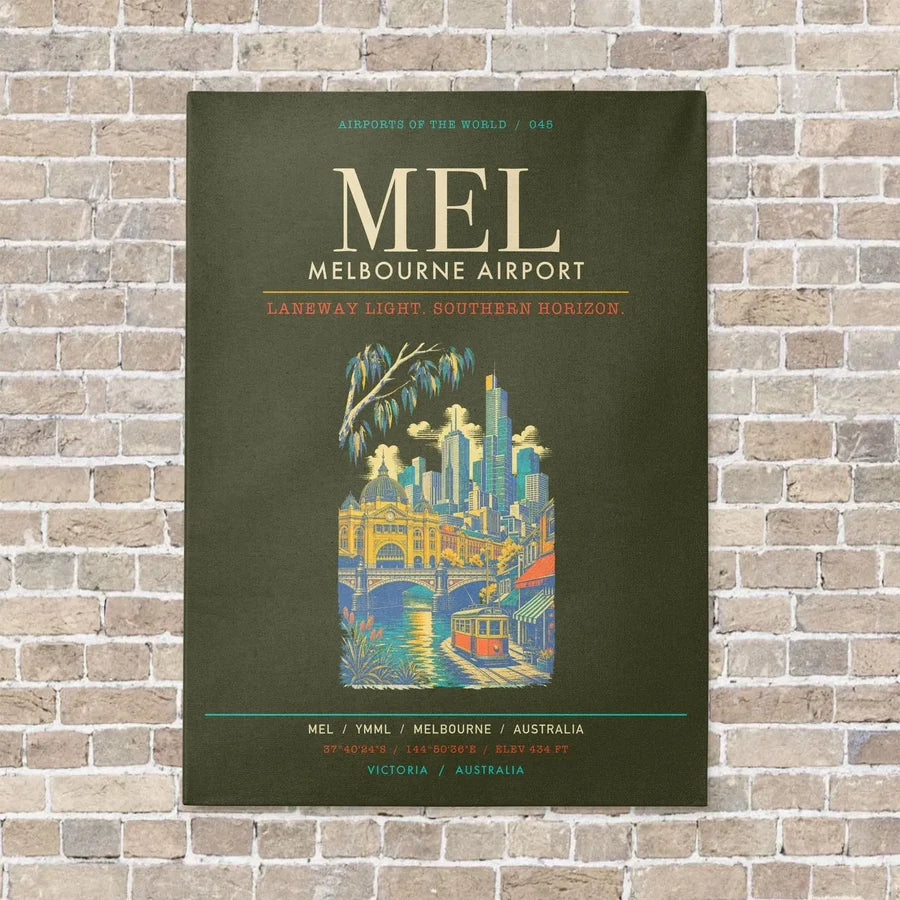 Melbourne Airport MEL - Canvas Framed - Green Army