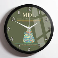 Thumbnail for Mandalay International Airport (MDL) design on green army framed wall clock