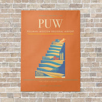 Thumbnail for Pullman–Moscow Regional Airport PUW vertical canvas print - no frame - orange background