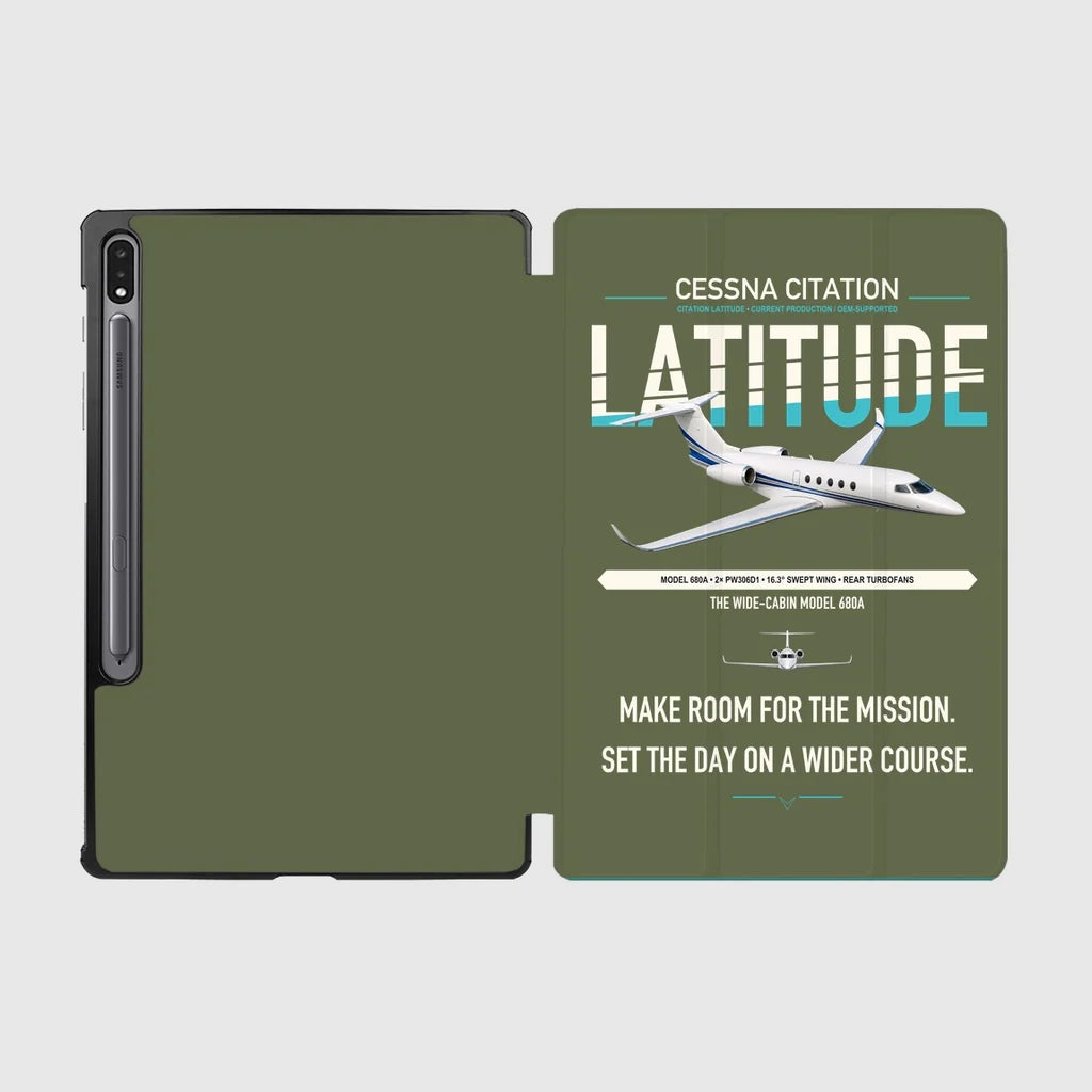 Cessna Citation Latitude design on green army samsung tablet tablet case