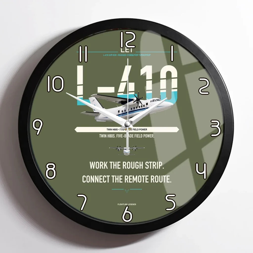 LET L-410 UVP-E20 design on green army framed wall clock