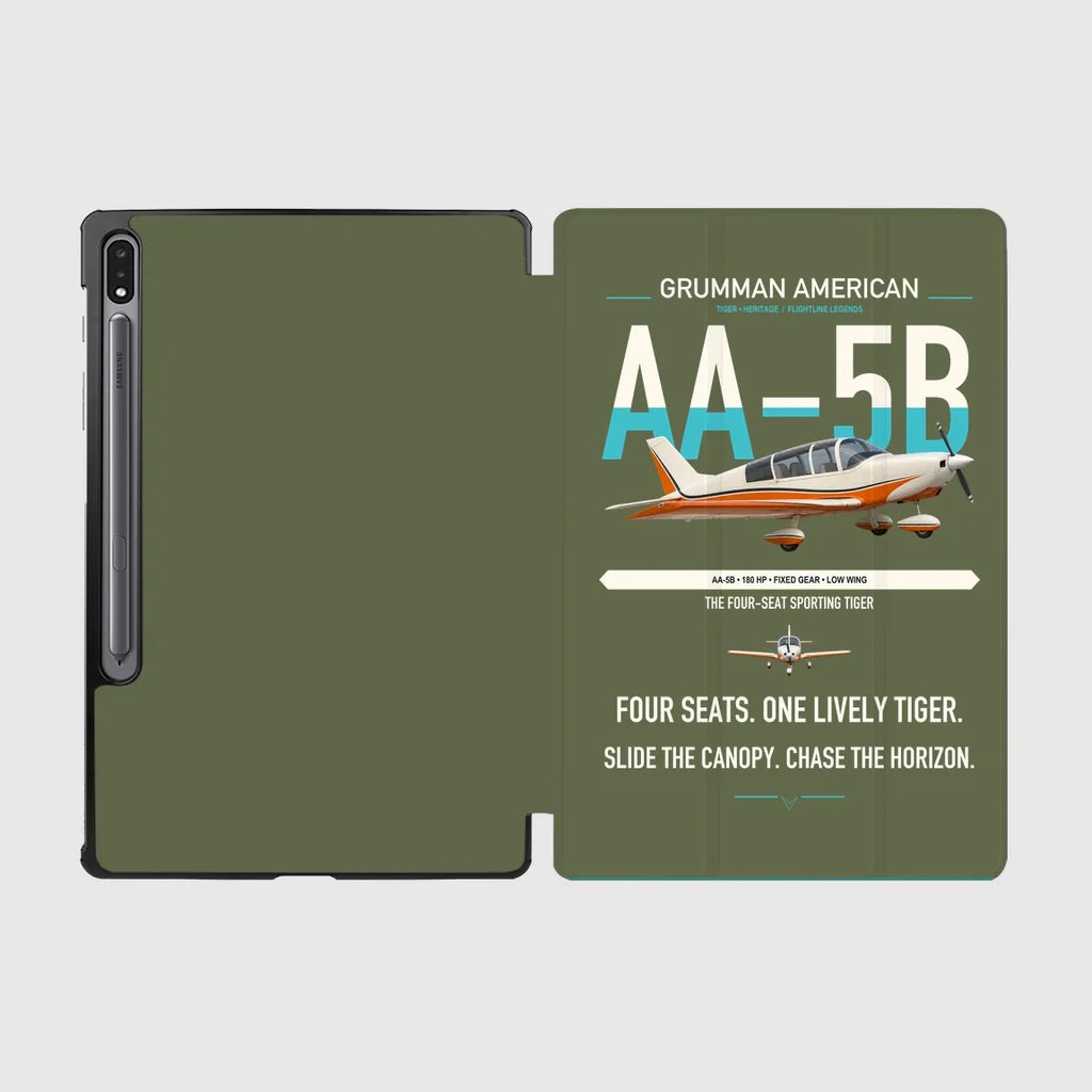 Grumman American AA-5B Tiger design on green army samsung tablet tablet case
