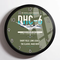 Thumbnail for DHC-6 Twin Otter Classic 300-G design on green army framed wall clock