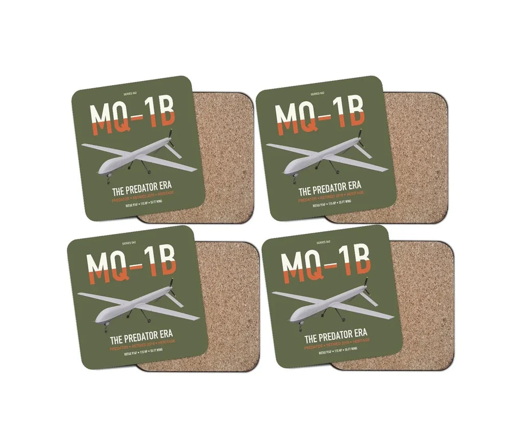 MQ-1B Predator design on green army 4 pieces set coaster