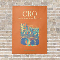 Thumbnail for Groningen Airport Eelde GRQ vertical canvas print - no frame - orange background