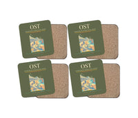 Thumbnail for Ostend-Bruges International Airport (OST) design on green army 4 pieces set coaster
