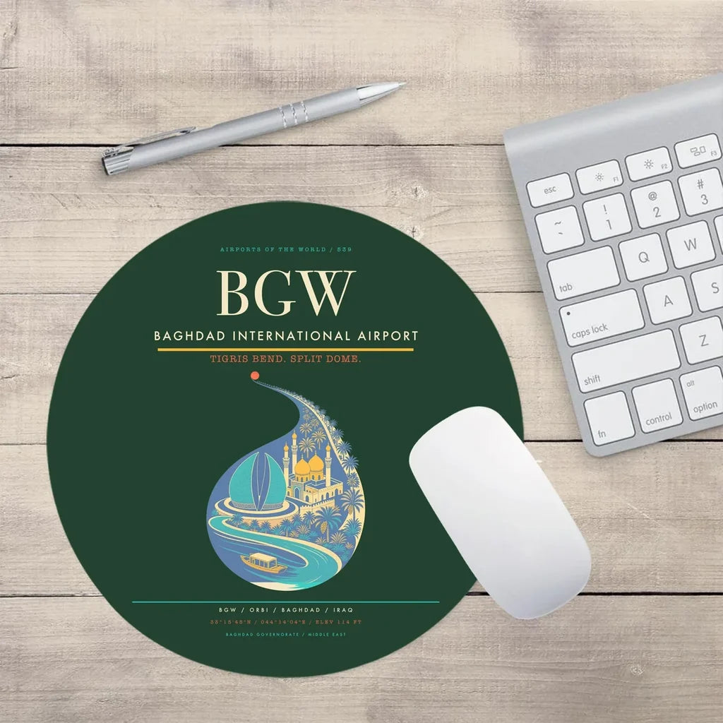 Baghdad International Airport BGW Mouse-Pad Round - Dark Green