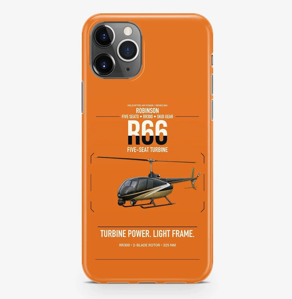 Robinson R66 design on orange magsafe iphone case, for iPhone Pro Max