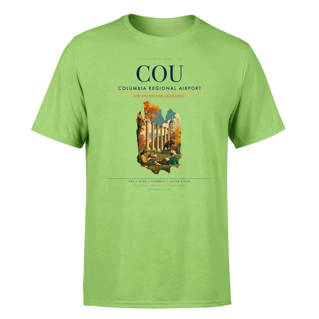 Columbia Regional Airport (COU) T-Shirt single-side front print in Light Green | columbia-regional-airport-cou-double-side-t-shirt