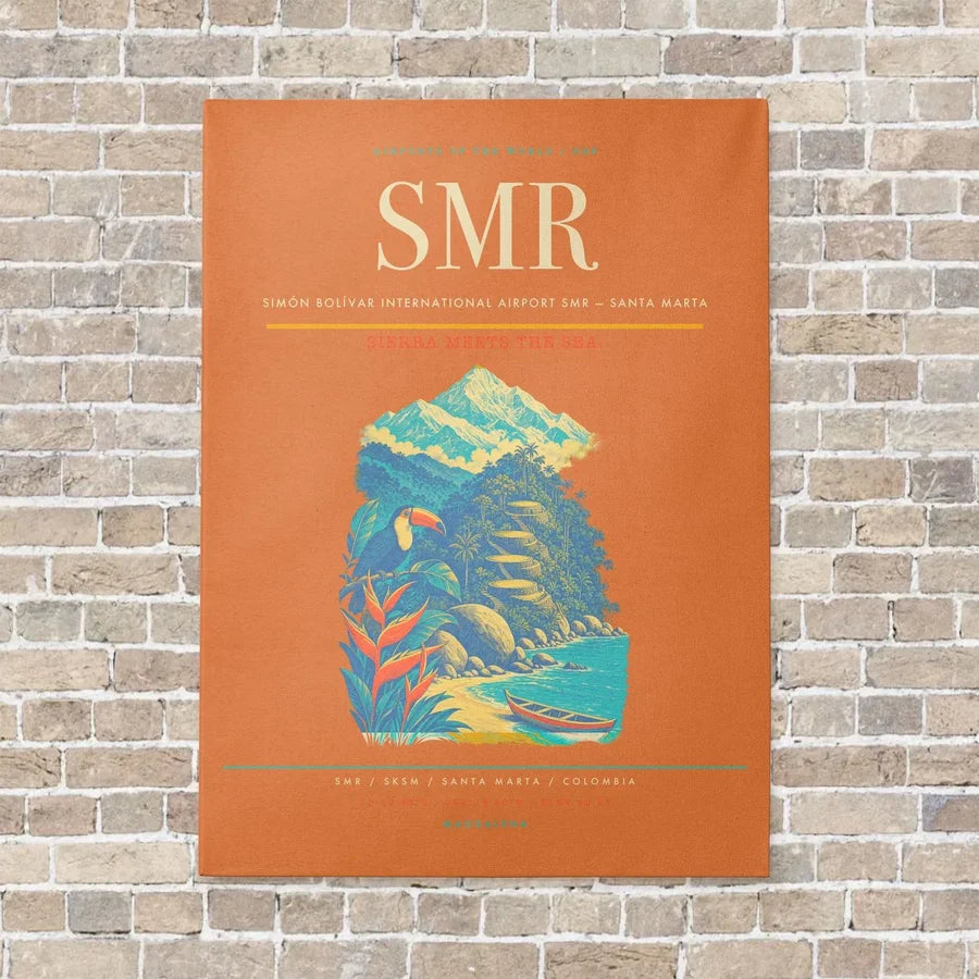 Simón Bolívar International Airport SMR — Santa Marta vertical canvas print - no frame - orange background