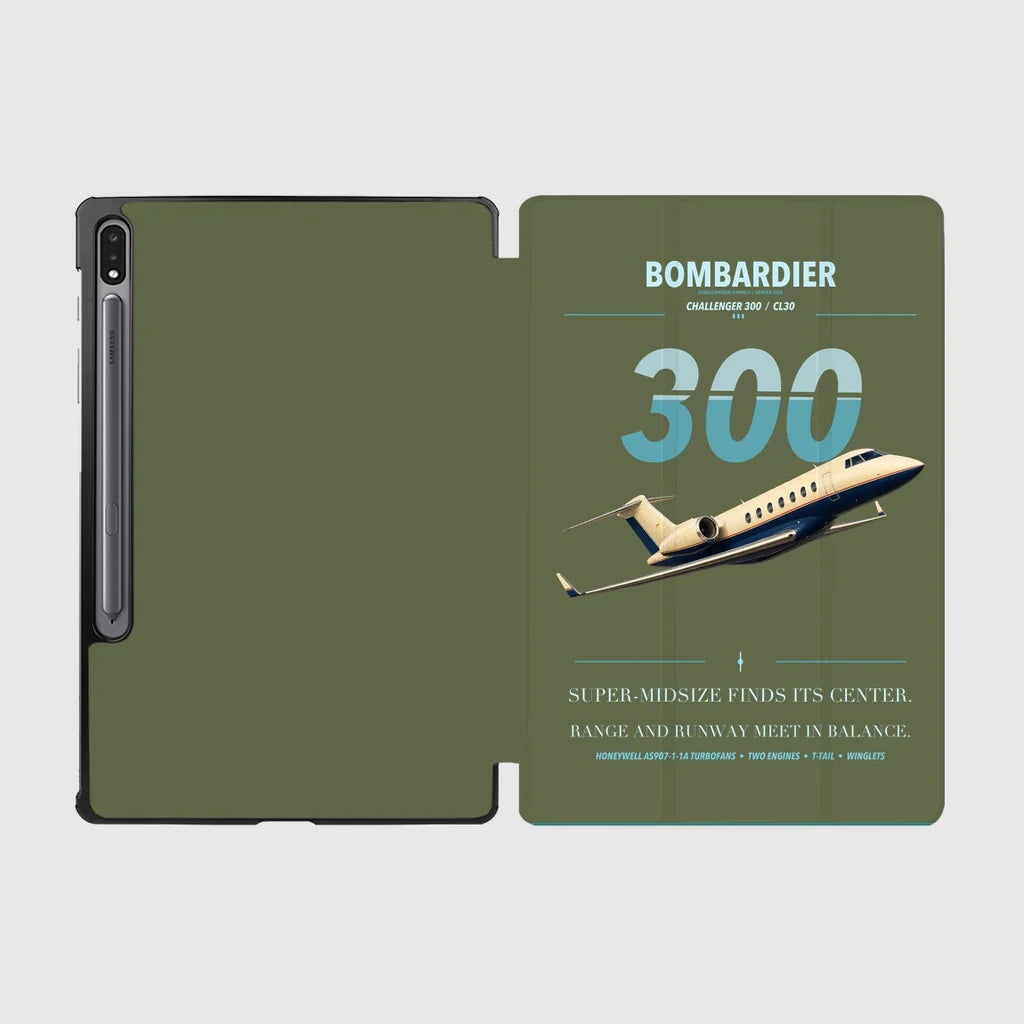Bombardier Challenger 300 design on green army samsung tablet tablet case