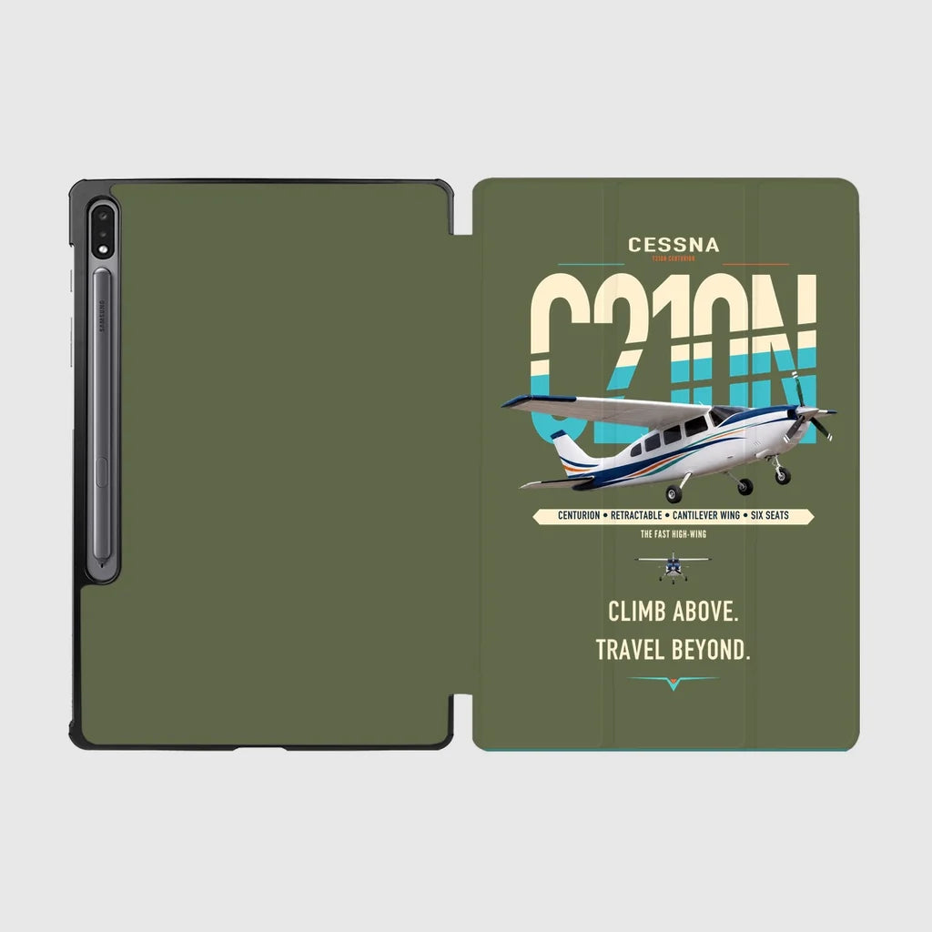 Cessna T210N Centurion design on green army samsung tablet tablet case