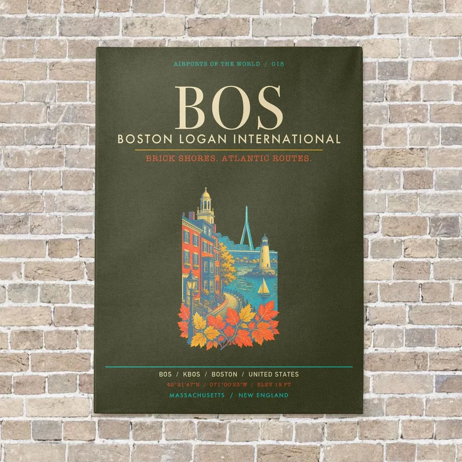 Boston Logan International Airport BOS - Canvas Framed - Green Army