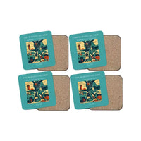 Thumbnail for The Morning Oil Drip - Designed Coasters design on turquoise 4-pieces-set