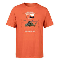 Thumbnail for Turkish Aerospace T129 ATAK Phase 2 design on orange t-shirt, single-side print