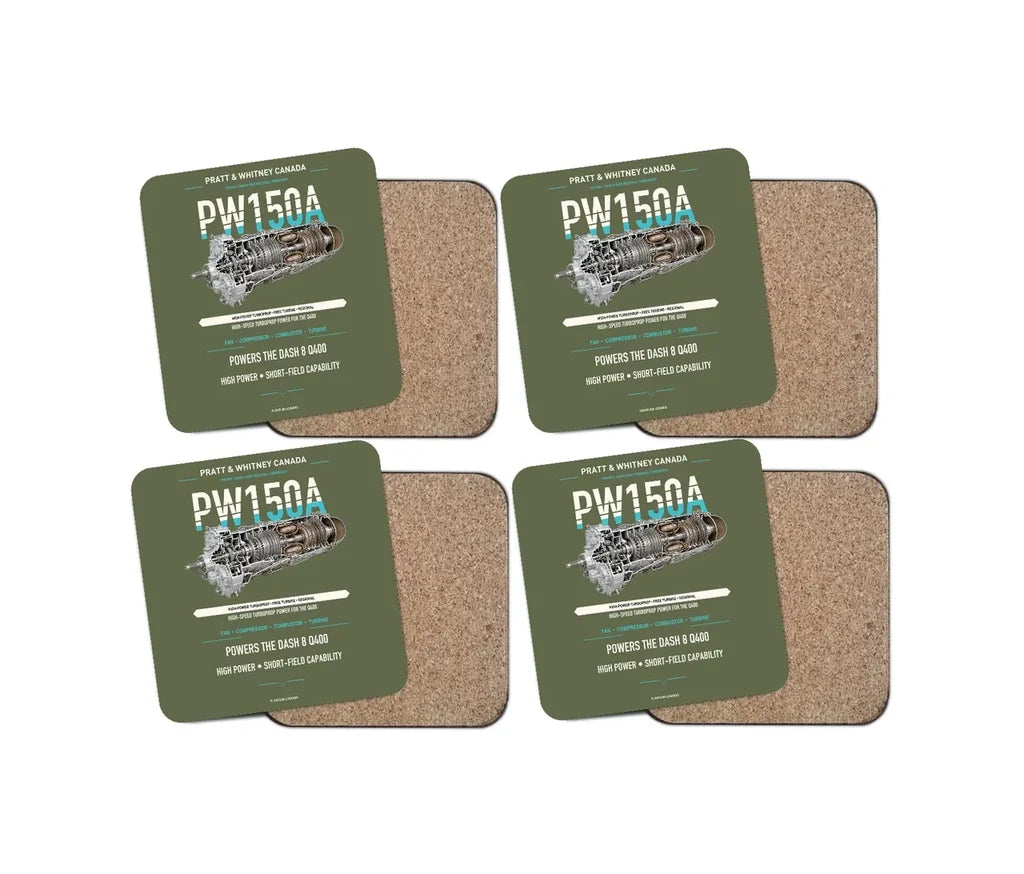 PW150A design on green army 4 pieces set coaster