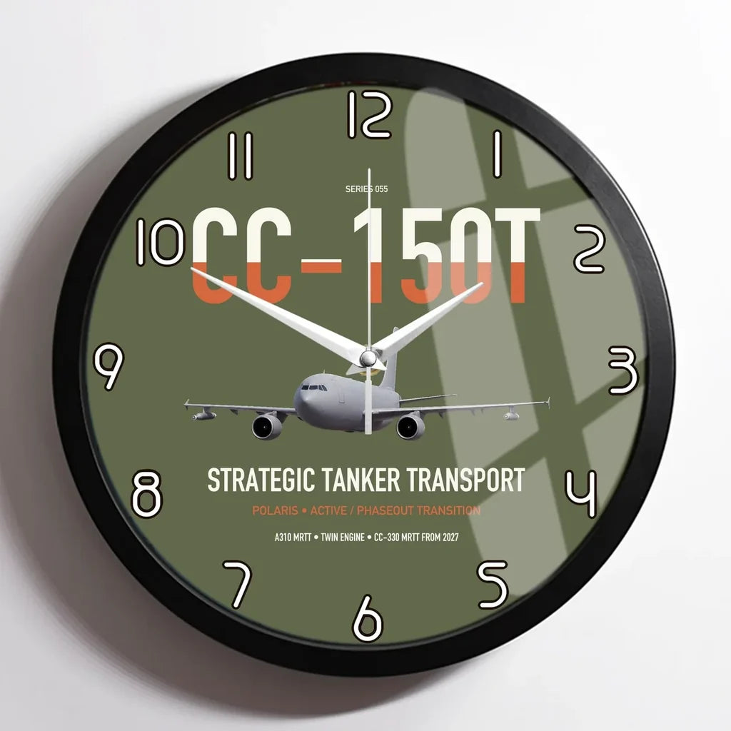Airbus CC-150T Polaris design on green army framed wall clock