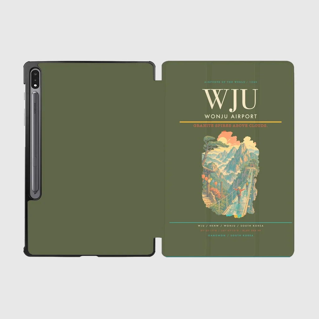Wonju Airport (WJU) design on green army samsung tablet tablet case