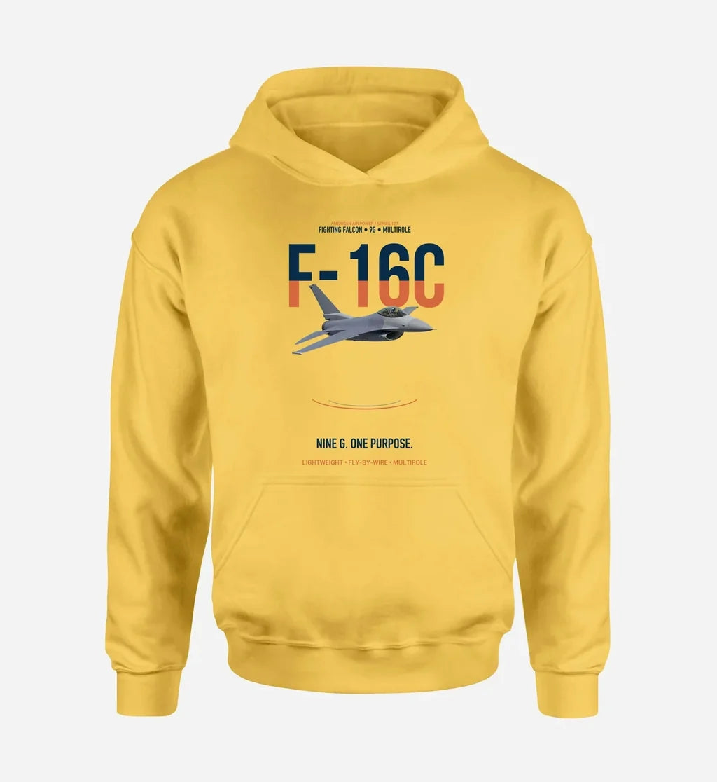 F-16C FIGHTING FALCON design on yellow hoodie single side