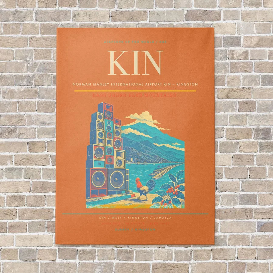 Norman Manley International Airport KIN — Kingston vertical canvas print - no frame - orange background